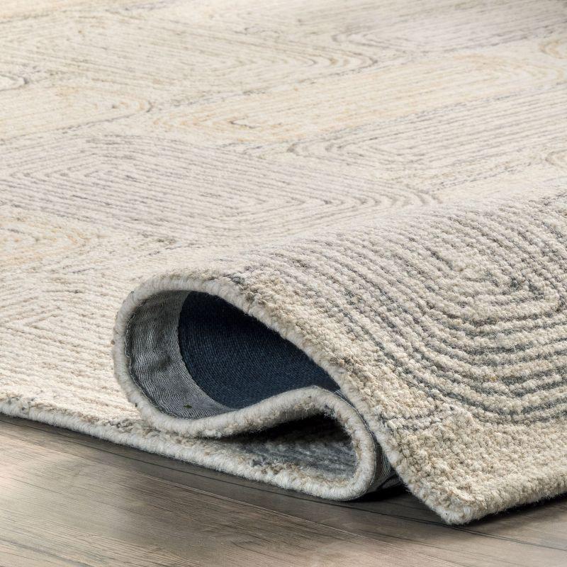 Nuloom Esme Hand Tufted Wool Geometric Tile Indoor Area Rug, Beige, 4'x6'