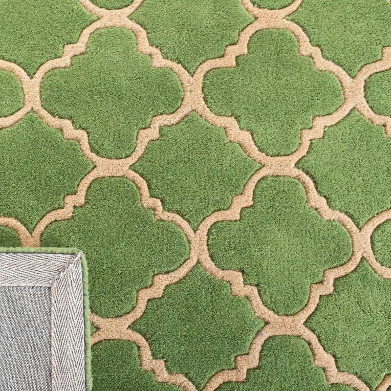 Elegant Hand-Tufted Wool Square Rug in Plush Green - 4' x 4'