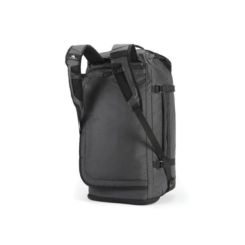 High Sierra Fairlead Zipper Closure Travel Duffel Bag Backpack with Padded Handles and Quick Release Shoulder Straps, Mercury/Black