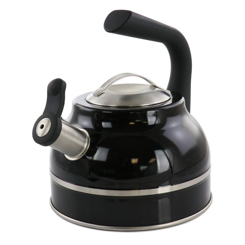 Kenmore Elite 2.3 Quart Black Stainless Steel Whistling Tea Kettle