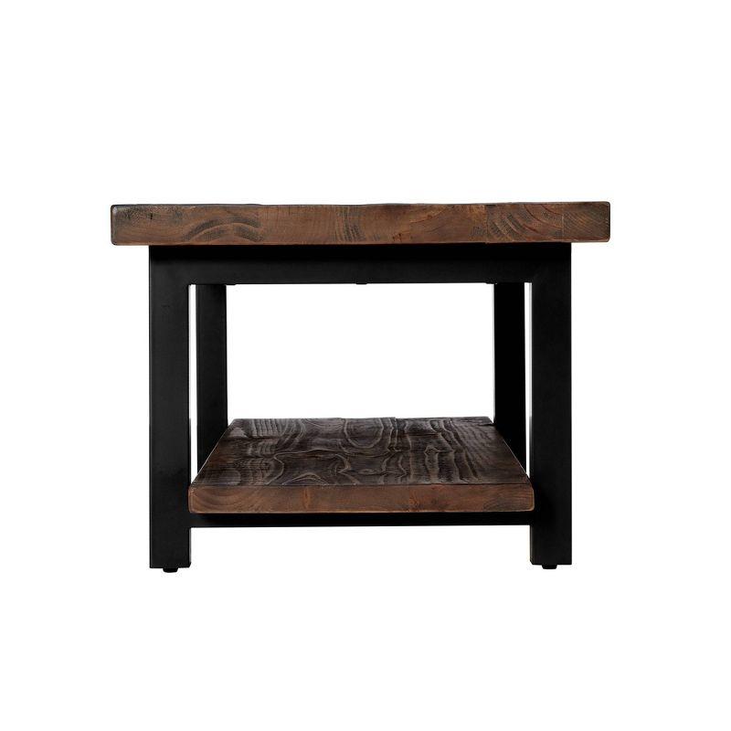Alaterre Furniture 42" Pomona Wide Coffee Table Wood Rustic Natural: Fixed Shelf, Metal Frame, Living Room Furniture