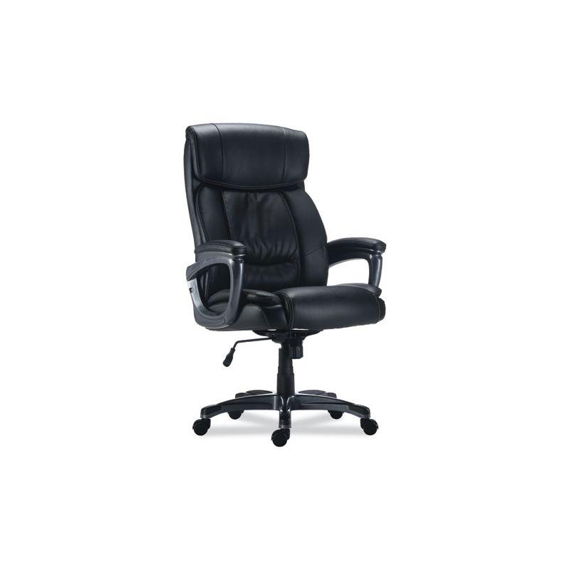 Black Leather High Back Executive Swivel Chair with Fixed Arms