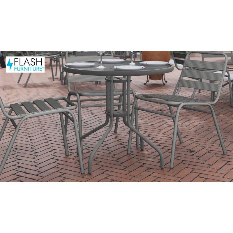 Flash Furniture Bellamy 31.5'' Bronze Round Tempered Glass Metal Table