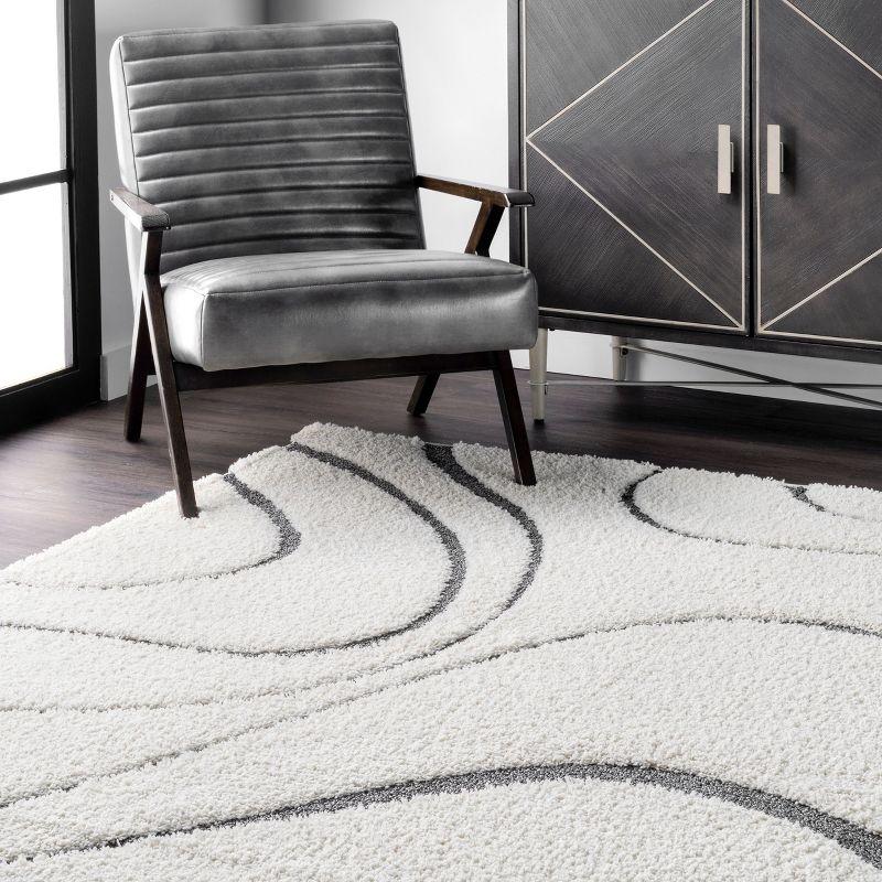 Nuloom Carolyn Abstract 3x5 Accent Shag Indoor Area Rug for Living Room Bedroom Dining Room Nursery Entryway, Beige/Grey