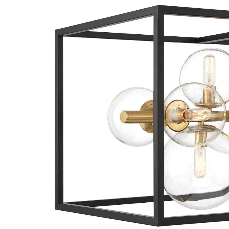 Possini Euro Design Fitzgerald Black Gold Linear Pendant Chandelier 38" Wide Modern Clear Glass 12-Light Fixture for Dining Room