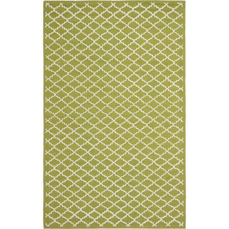 Olive and Ivory Hand-Hooked Cotton Area Rug, 2'6" x 4'3"