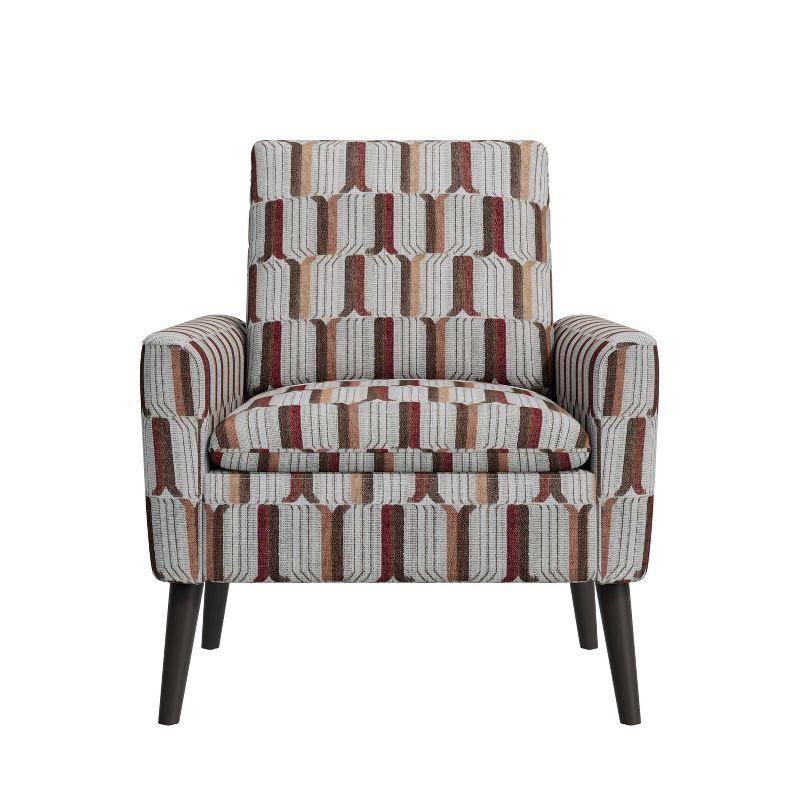 Handy Living Allyson Mid-Century Modern Small Space Armchair Striped Tan/Cream/Red