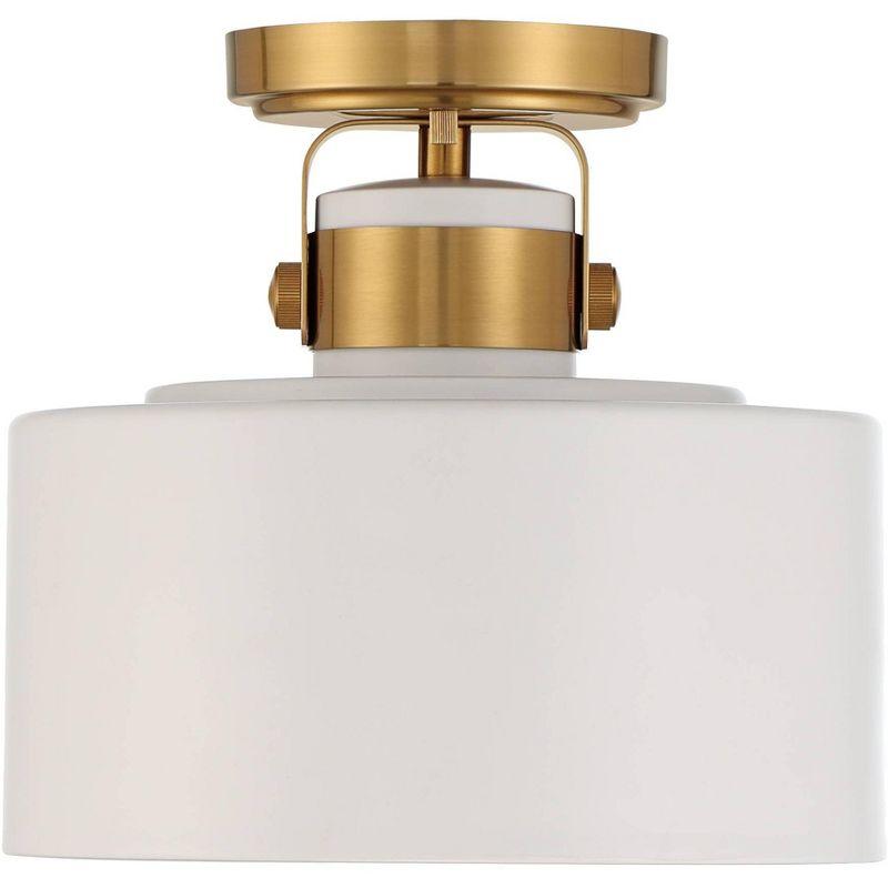 Possini Euro Design Courtney Modern Ceiling Light Semi Flush Mount Fixture 10" Wide Soft Gold Metal White Drum Shade for Bedroom Kitchen Living Room