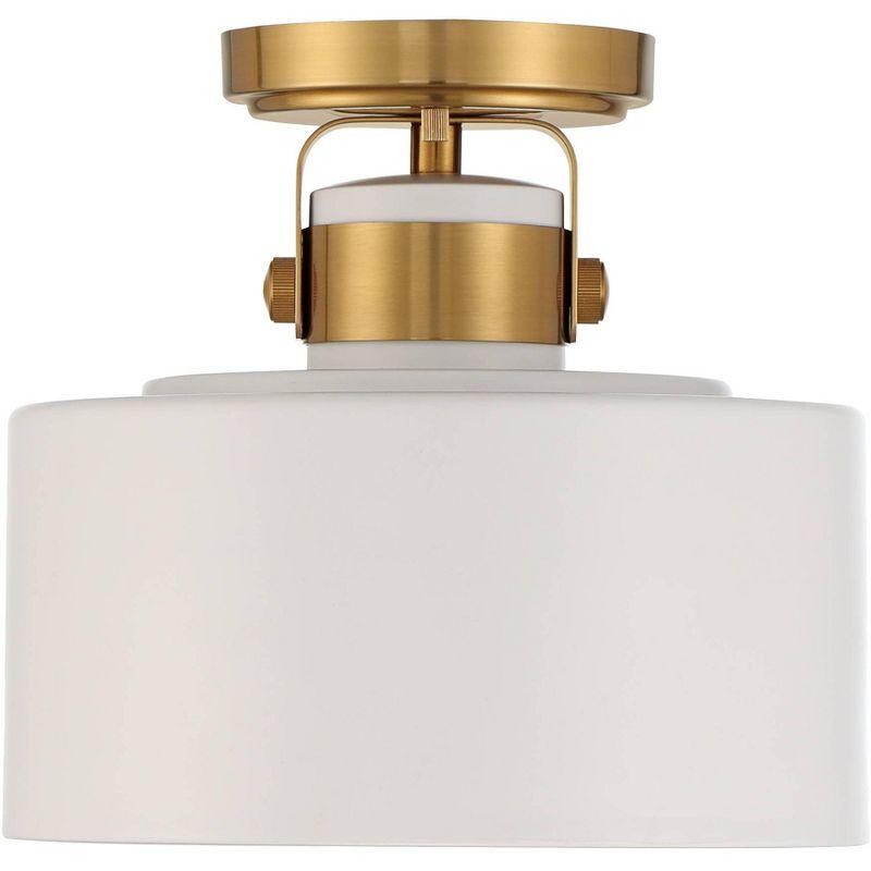 Possini Euro Design Courtney Modern Ceiling Light Semi Flush Mount Fixture 10" Wide Soft Gold Metal White Drum Shade for Bedroom Kitchen Living Room