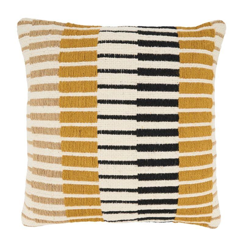 Dynamic Stripe Geometry Down Filled Throw Pillow