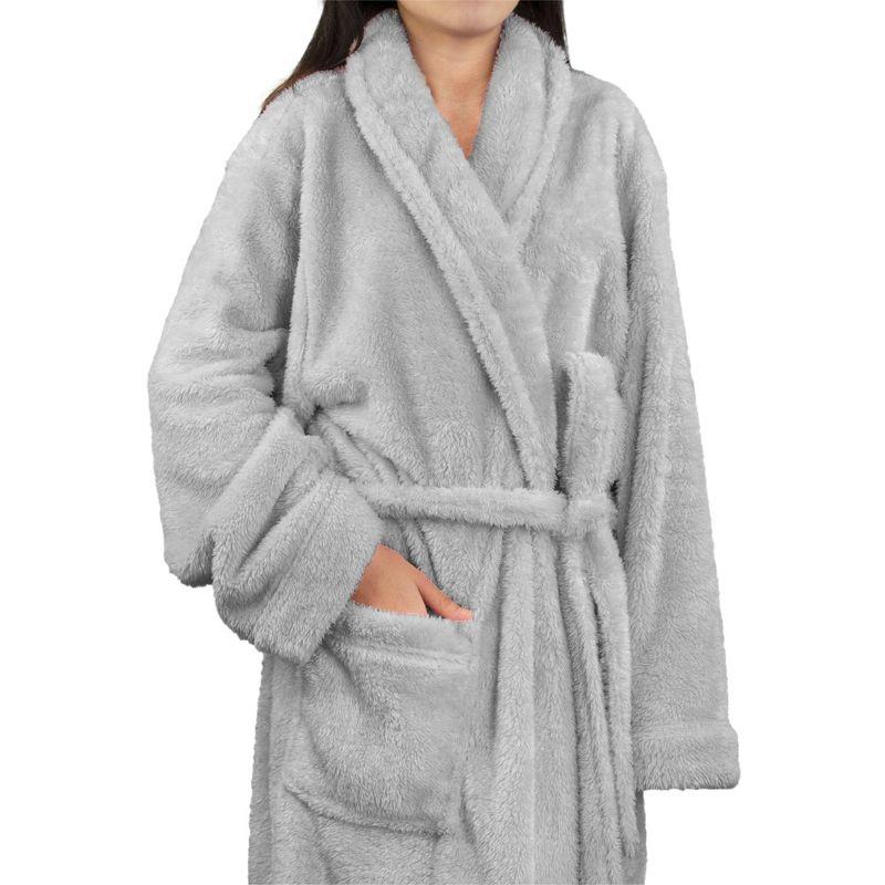 PAVILIA Premium Womens Plush Soft Robe Fluffy Warm, Fleece Faux Shearling Shaggy Bathrobe