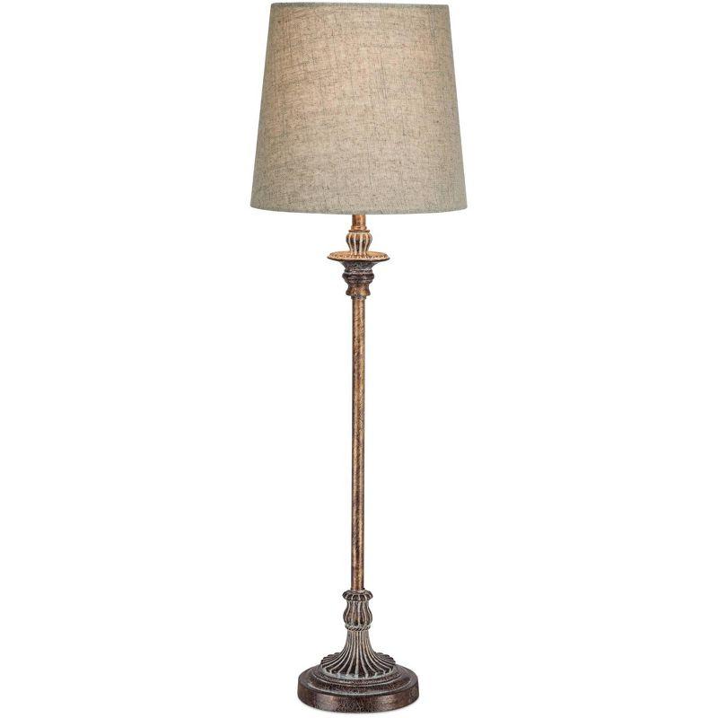 Bentley 31.5" Weathered Brown Buffet Table Lamp with Linen Shade