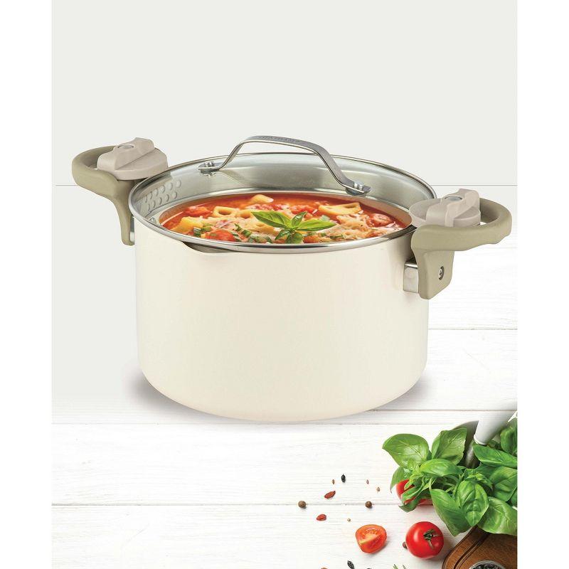 Gotham Steel Naturals Cream Ultra Nonstick Ceramic 5 Qt Pasta Pot with Strainer and Twist & Lock Handles