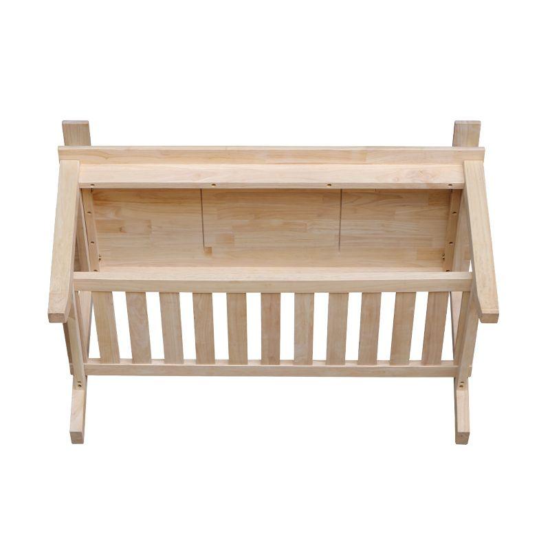 Double X-Back Bench with Arms and a Shelf - International Concepts: Hardwood Frame, Non-Upholstered, 2-Person Seating