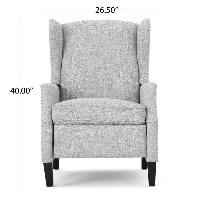 Wescott Traditional Press-Back Recliner Light Gray - Christopher Knight Home: Studded, Padded, Wingback
