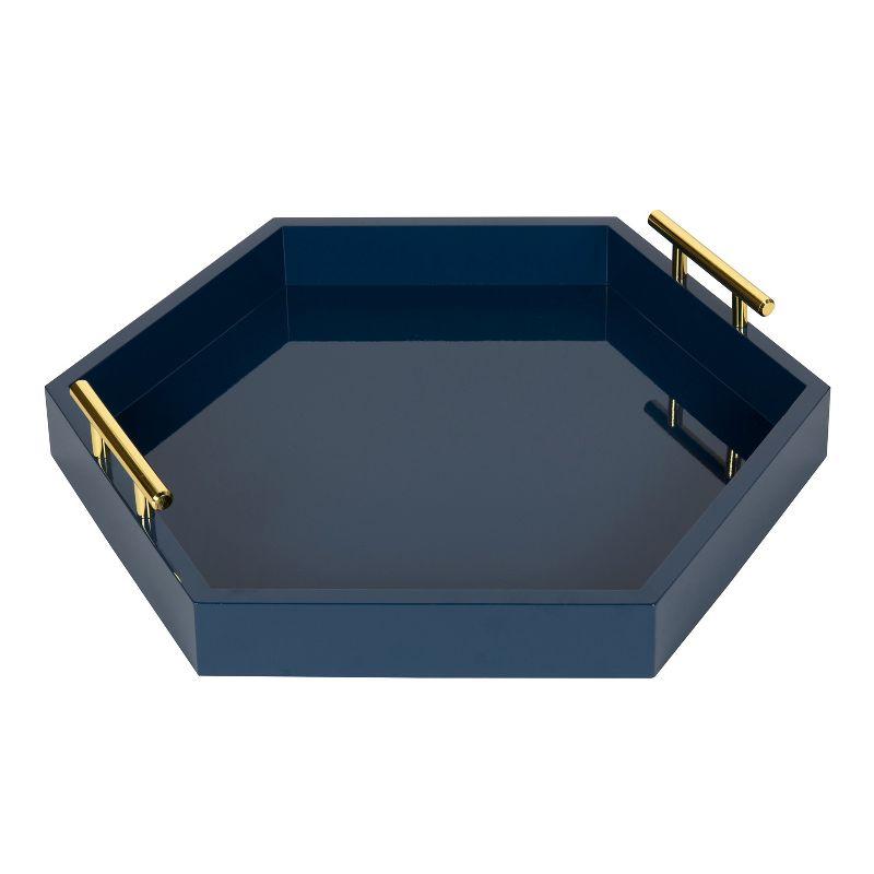 Kate and Laurel Lipton Tray, 18x18, Navy Blue and Gold