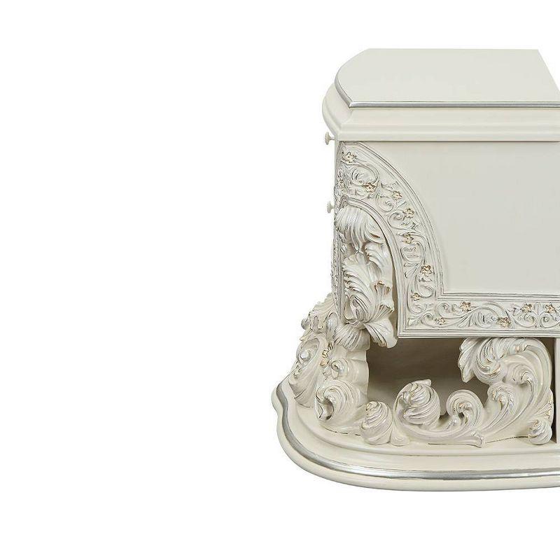 40" Adara Nightstand Antique White Finish - Acme Furniture: Rococo Style, No Assembly Required