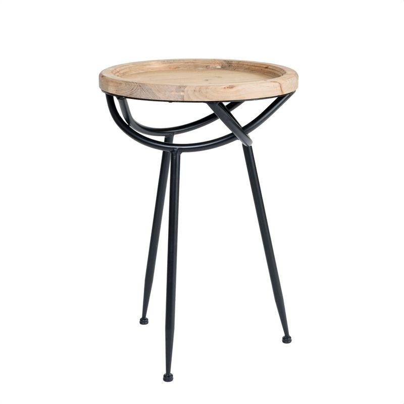 Easton Side Table Natural - Adore Decor: Modern Round No Assembly Required, Iron & Wood Frame, 24.5" Height