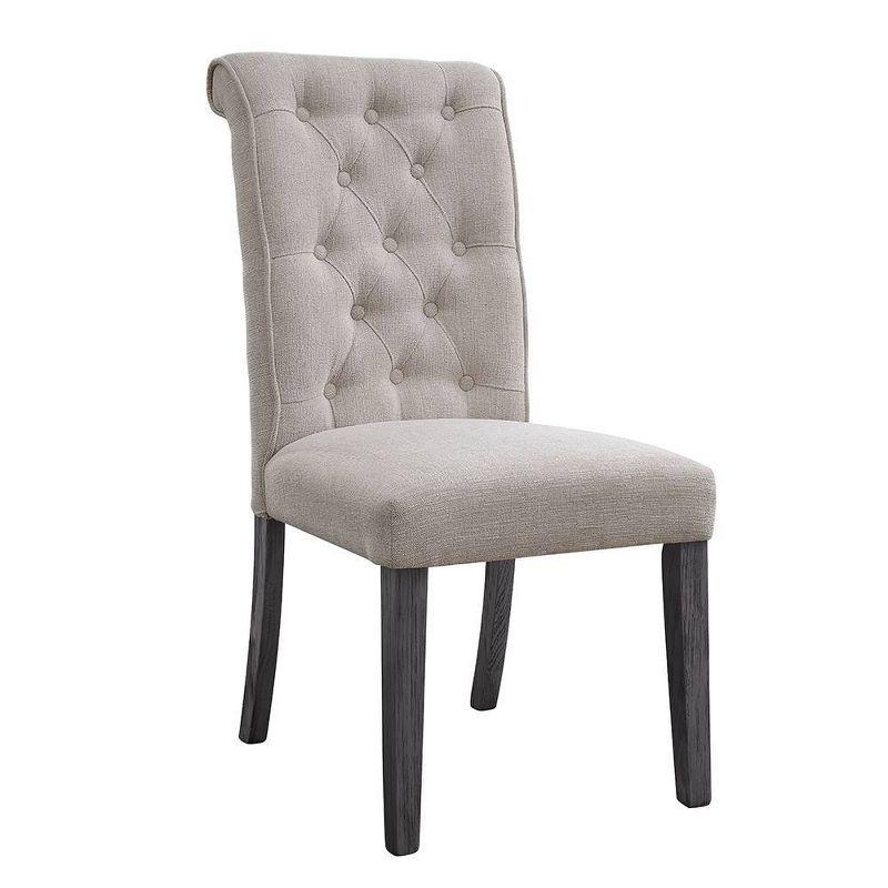 High Parsons 42" Gray Linen Upholstered Side Chair with Wood Legs