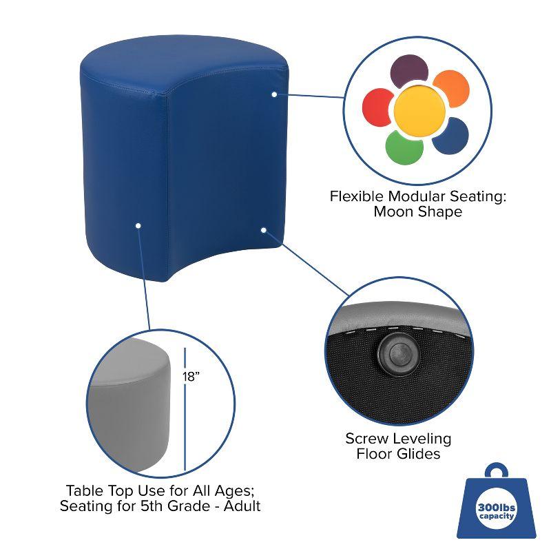 Emma and Oliver 18"H Soft Seating Flexible Moon for Classrooms and Common Spaces - Blue
