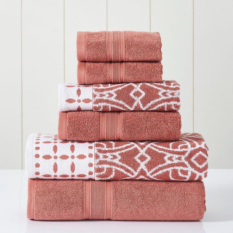 Clay Cotton 6-Piece Jacquard and Solid Towel Set