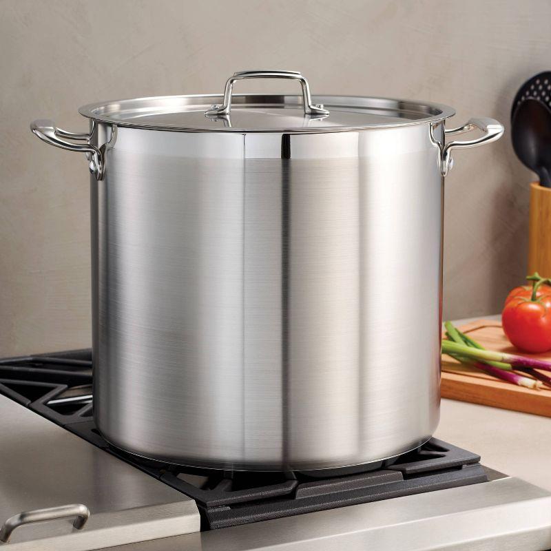 Tramontina Gourmet Induction 24 qt. Covered Stock Pot: Stainless Steel, Tri Ply, Dishwasher & Oven Safe, 13.19" Diameter