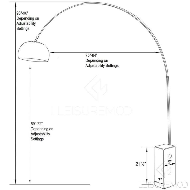 Adjustable Black Arc Lamp with Marble Base