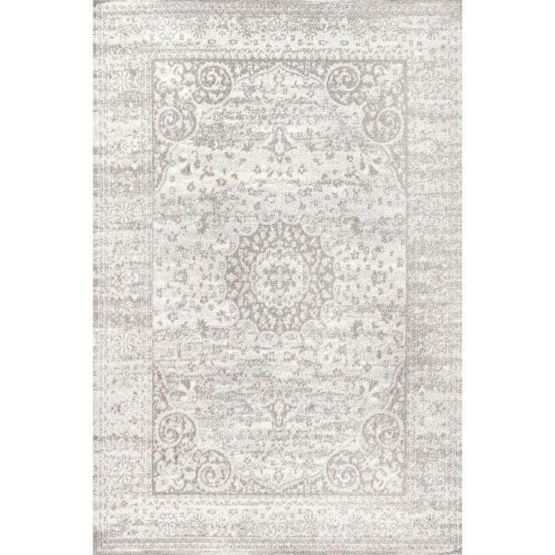 Medallion Mirage Gray and Cream 8' x 10' Synthetic Area Rug