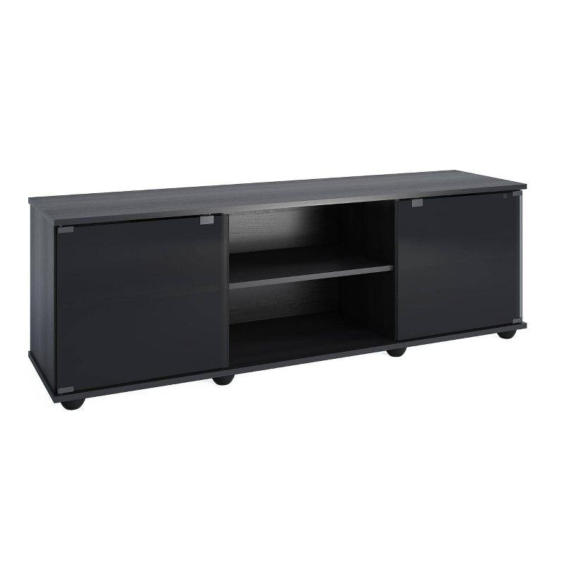 Flat Panel TV Stand for TVs up to 64" Ravenwood Black - CorLiving: Mid-Century Modern, Adjustable Shelves, Cable Management