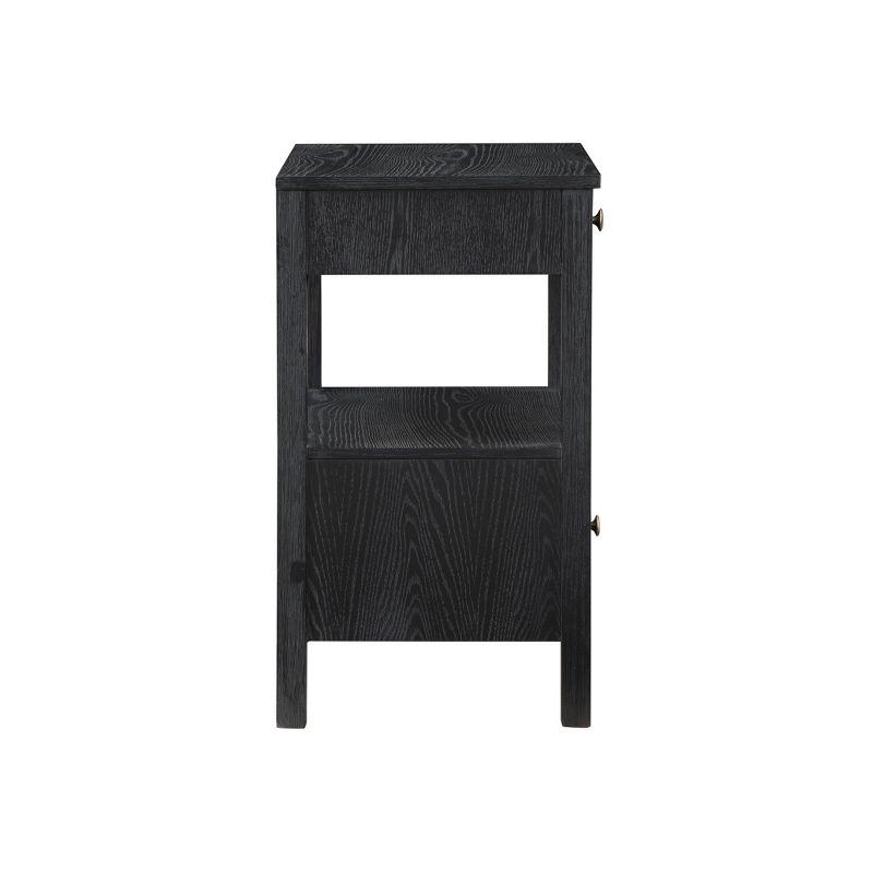 Comfort Pointe Delano Nightstand Black: 2 Drawers, Oak Veneer, Metal Glides, No Assembly Required