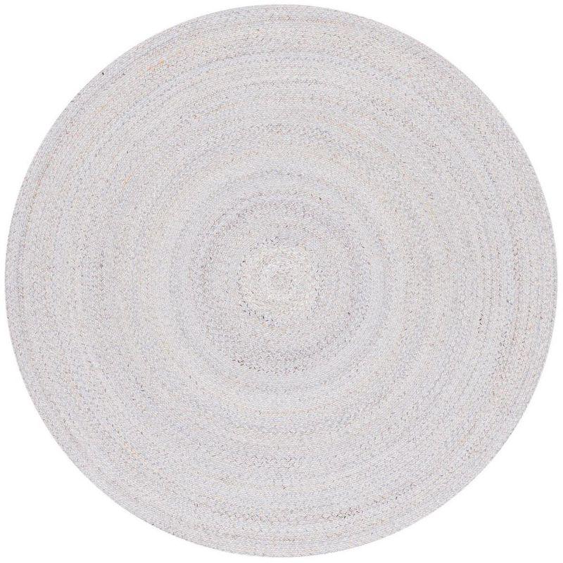 Handwoven Harmony Grey and Yellow Synthetic 5' Round Area Rug