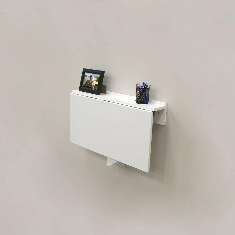 Compact White Wood 30" Wall Mounted Foldable Desk