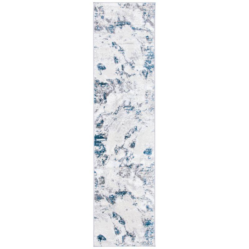 Amelia Blue and Gray Abstract Hand-knotted Runner Rug