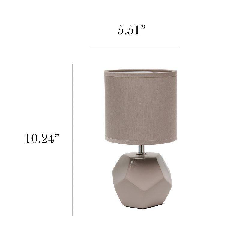 Simple Designs Round Prism Mini Table Lamp with Matching Fabric Shade Gray
