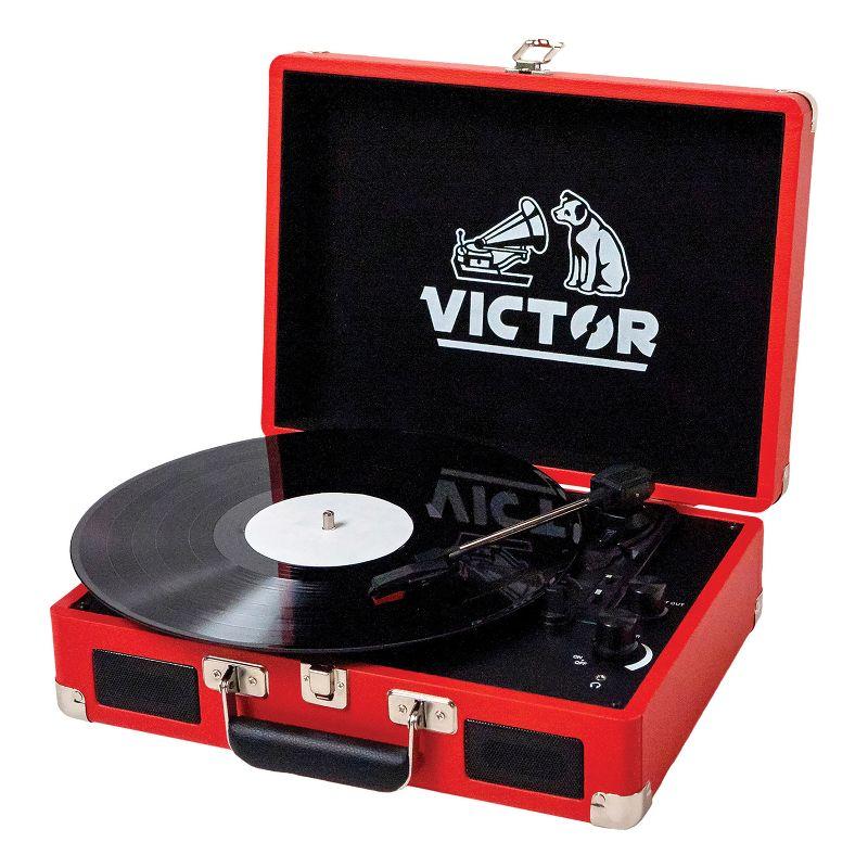 Victor Portable Suitcase Turntable - Record Player with Bluetooth & Built-in Speakers