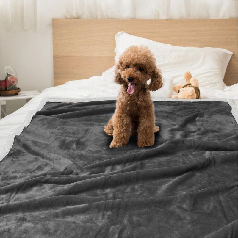 PetAmi Pet Blanket for Dogs Cats, Faux Shearling Fleece Soft Plush Reversible Washable Furniture Cover