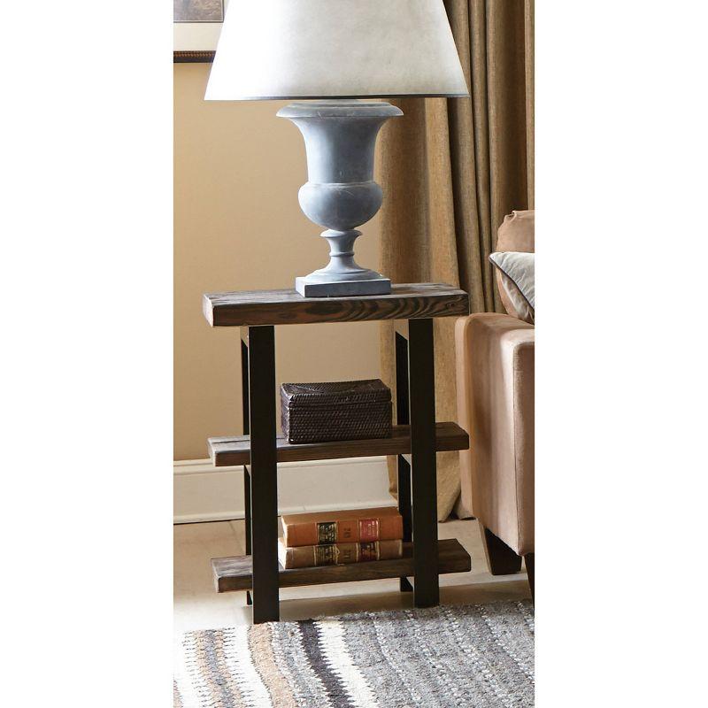 Pomona 2 Shelf End Table Reclaimed Wood Rustic Natural - Alaterre Furniture: Solid Wood, Metal Legs, 27" High, 2 Shelves