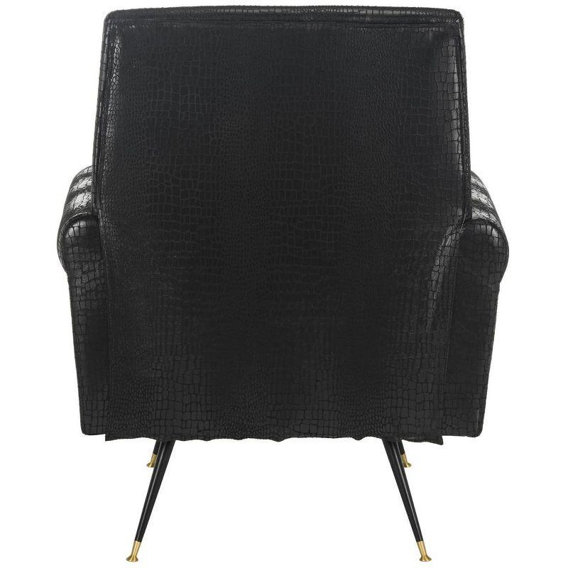 Mira Retro Mid Century Faux Leather Accent Chair - Black - Safavieh