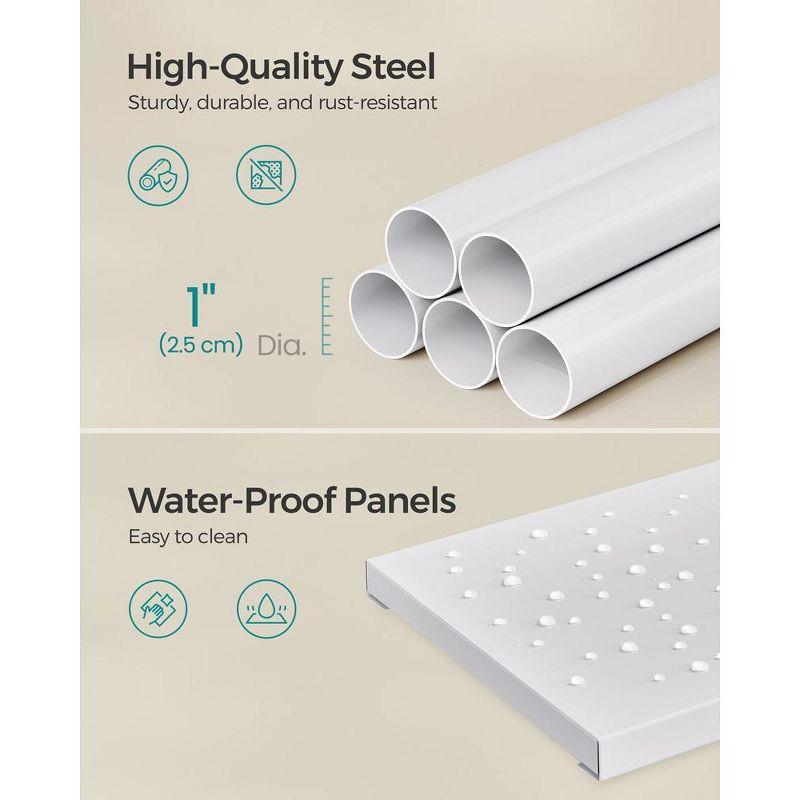SONGMICS Bathroom Organizer 4-Tier, Over The Toilet Storage Shelf, 4 Height Adjustable and Extendable Shelves, 35.4 to 122.1 Inch Tall,Pearl White