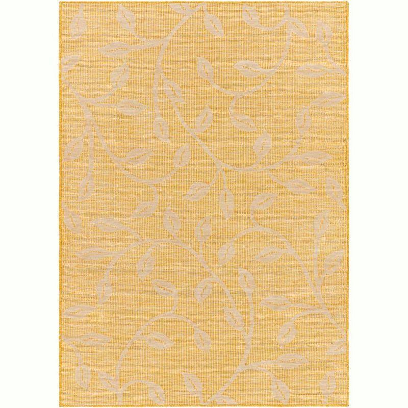 Bright Yellow Hand-Knotted Synthetic Fur Rectangular Rug 5'1" x 7'