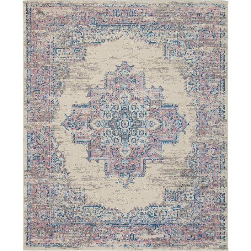 Nourison Grafix GRF14 Ivory/Pink Area Rug 7'10" x 9'10"