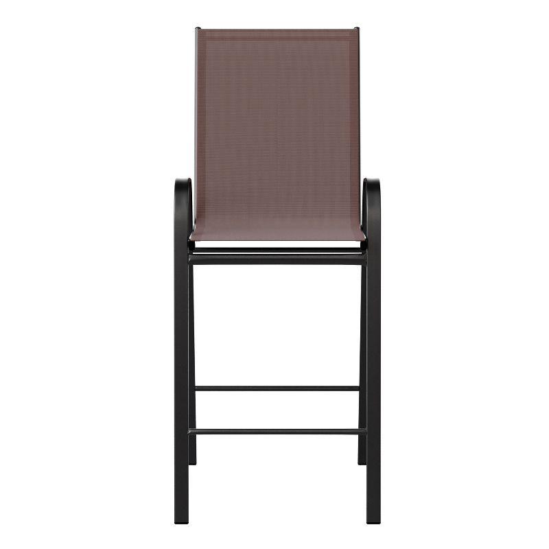 Flash Furniture 2 Pack Brazos Series Brown Outdoor Barstool with Flex Comfort Material and Metal Frame