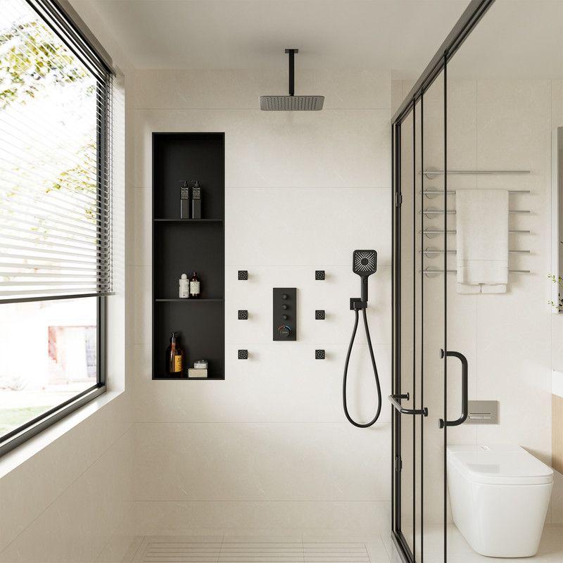 3 Functions 12 Inch Ceiling Mounted Thermostatic Shower System with 6 Body Jets