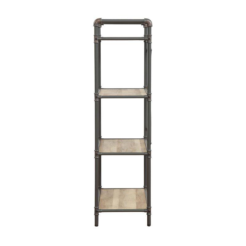 48" Itzel 4 Shelves Bookcase Antique Oak/Sandy Gray - Acme Furniture: Metal Frame, Open Back Design, Home Office Storage