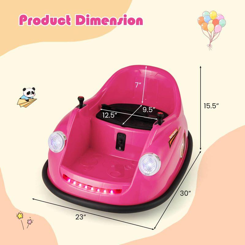 Costway Ride on Bumper Car for Kids with Remote Control 361 Degree Spin LED Light Pink