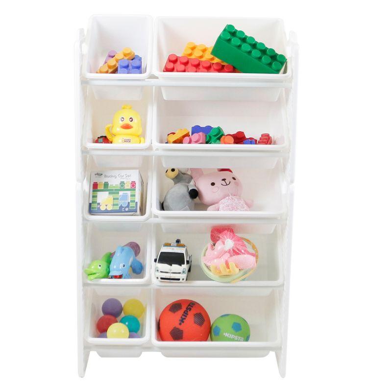 UNiPLAY 5 Tier White Plastic Toy Storage Organizer with Removable Bins