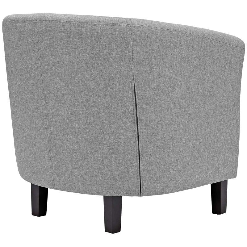 Light Gray Velvet Barrel Armchair with Espresso Wood Legs