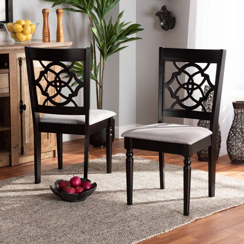 Set of 2 Renaud Dining Chair Gray/Dark Brown - Baxton Studio