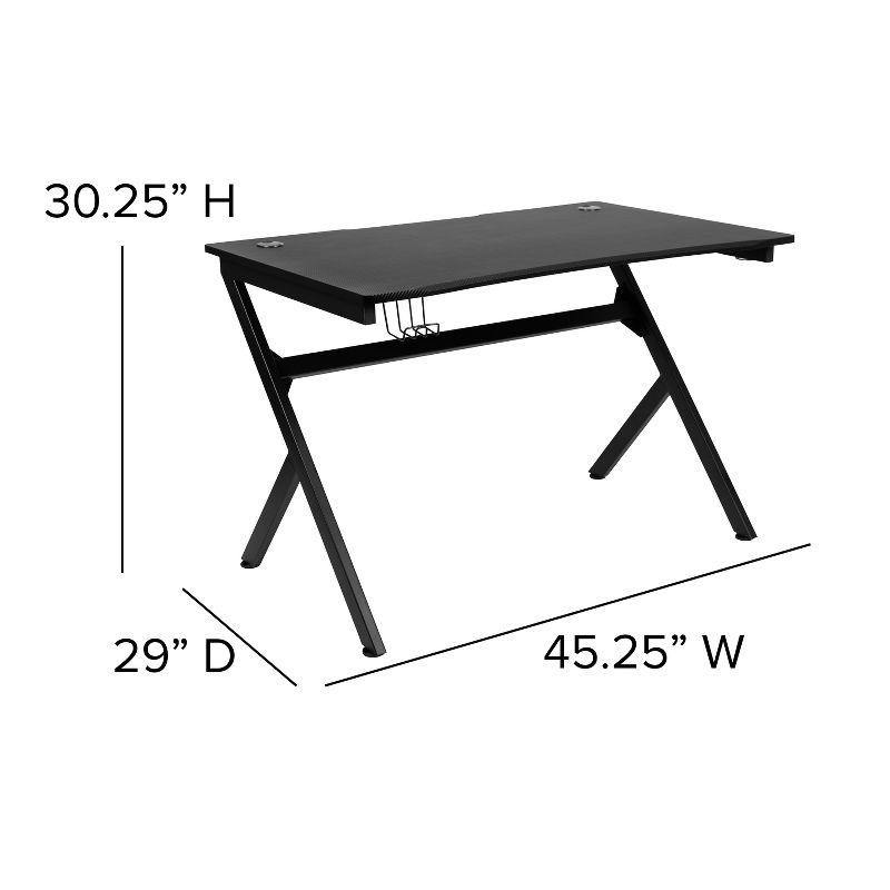 Flash Furniture Gaming Desk 45.25" x 29" Computer Table Gamer Workstation with Headphone Holder and 2 Cable Management Holes