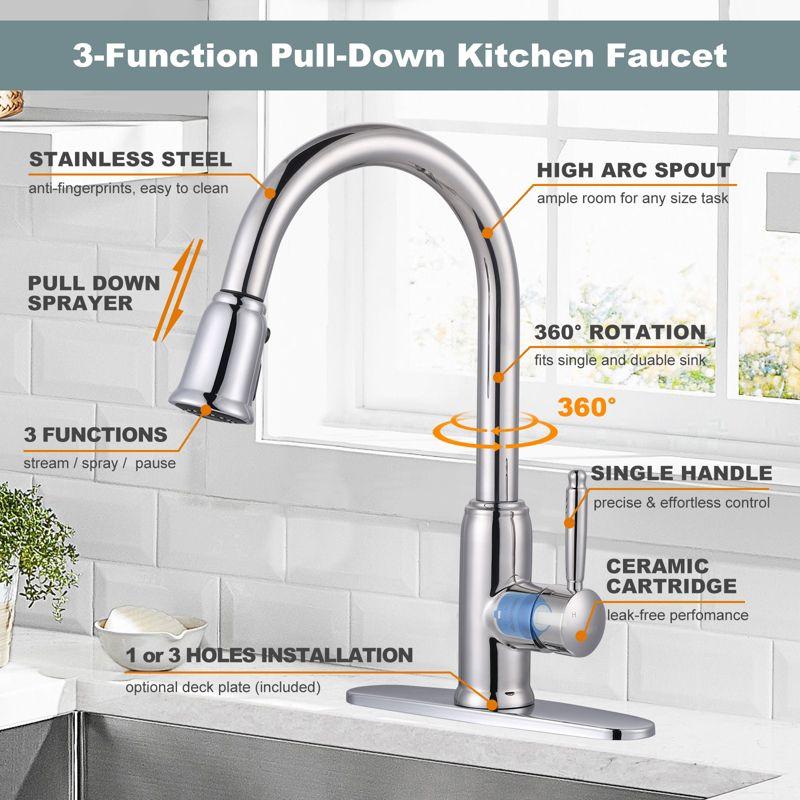 WOWOW WOWOW Pull Down Kitchen Faucet with Soap Dispenser 2310101C-S